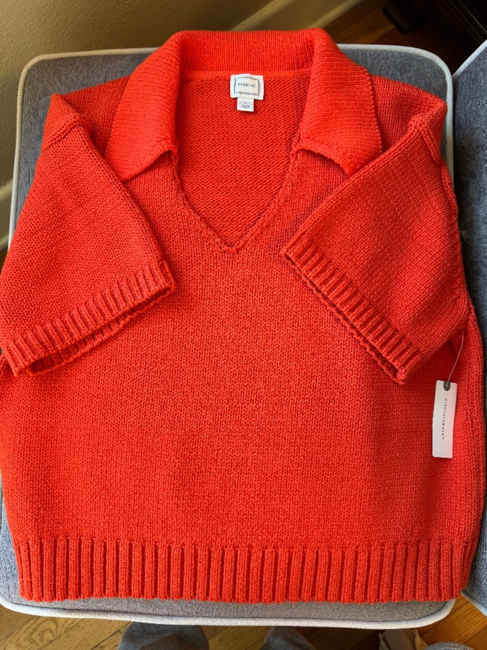 Anthropologie Maeve Orange Short Sleeve Sweater. Size M. Color "tomato"